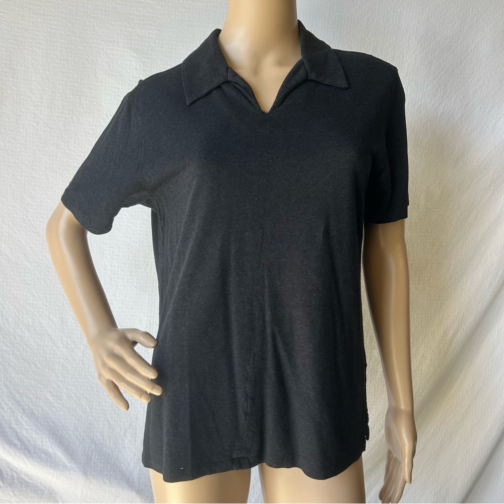 DKNY Black Collared Short Sleeve Shirt